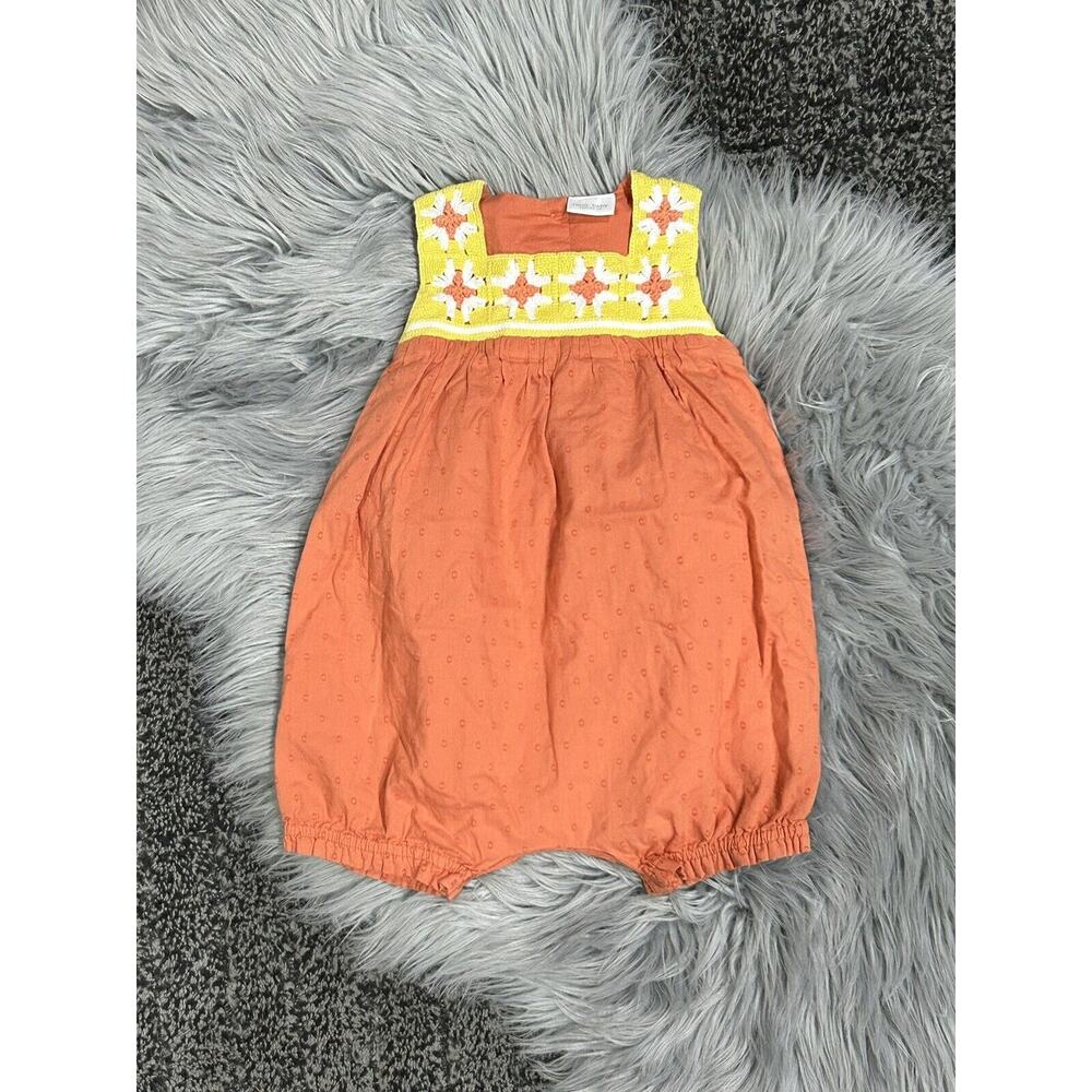 NEXT Baby Orange Crochet Top‎ Romper Size 1.5-2Y